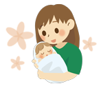 抱っこするママ